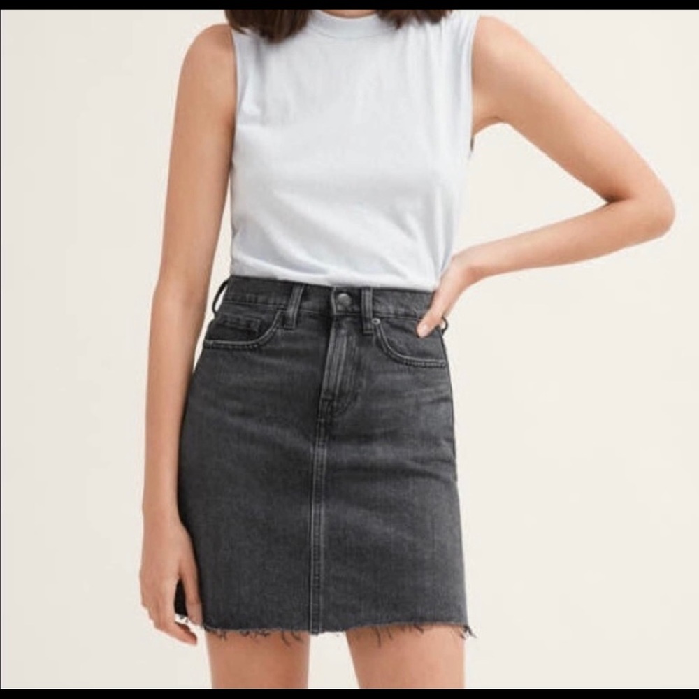 NWT Everlane The Raw Hem Black Denim Skirt Sz 23